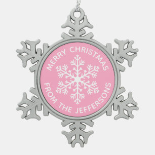 Pink Snowflake Weihnachtsschmuck Schneeflocken Zinn-Ornament