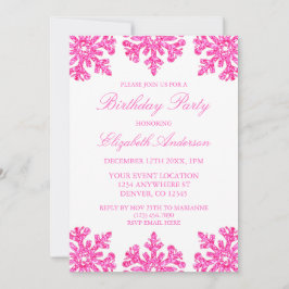 Pink Snowflake Winter Birthday Party Einladung
