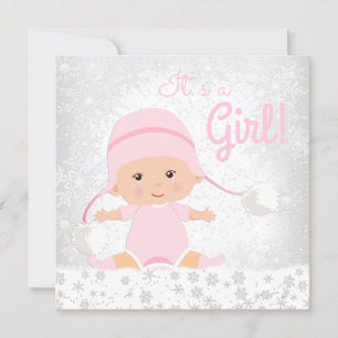 Pink Snowflake Winter Wonderland Babydusche Einladung