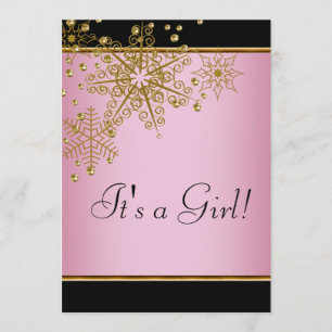 Pink Snowflakes Baby Girl Dusche Einladung