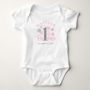 Pink Snowflakes Baby Girl Strampler