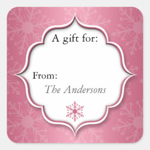 Pink Snowflakes Holiday Geschenk Aufkleber
