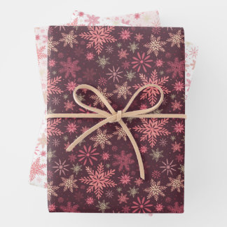 Pink Snowflakes Umschlagpapier Flachblatt Set 3 Geschenkpapier Set