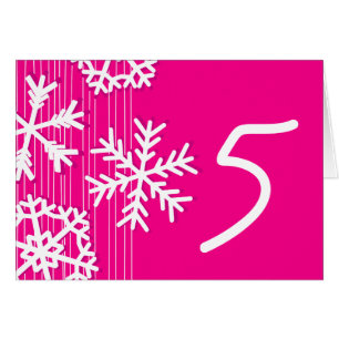 Pink Snowflakes Weihnachtskarte Tischnummer