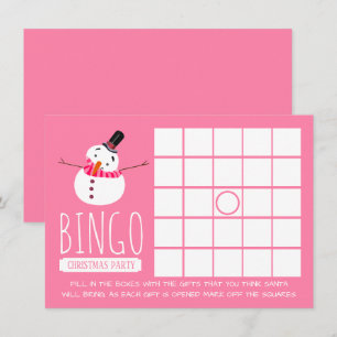 Pink Snowman, Christmas Party Bingo Einladung