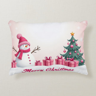 Pink Snowman Dekokissen