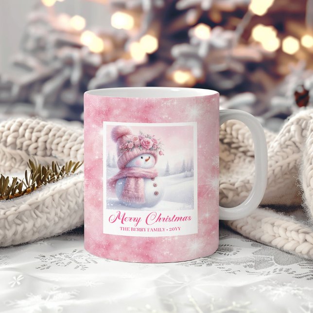 Pink Snowman Kids Mug Sweet Winter Forest Gift Kaffeetasse (Pink Snowman Kids Mug Sweet Winter Forest Gift)