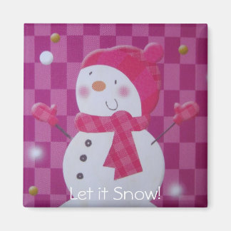 Pink Snowman Magnet