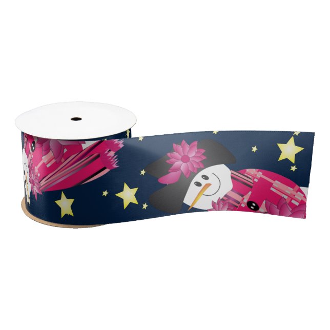 Pink Snowman mit Navy Blue Satinband (Spule)