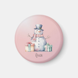 Pink Snowman mit Packungen Magnet
