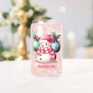 Pink Snowman Personalisiert Kids Hot Chocolate Dosenglas