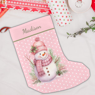 Pink Snowman Polka Dot Custom Christmas Strumpf Kleiner Weihnachtsstrumpf