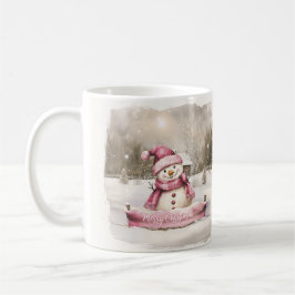 Pink Snowman Vintage Weihnachten Kaffeetasse