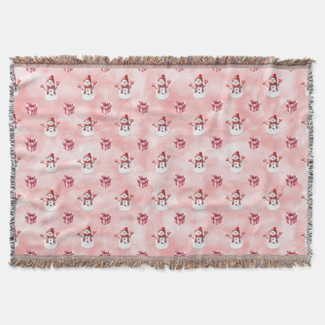 Pink Snowman Winter Decke (Vorderseite)