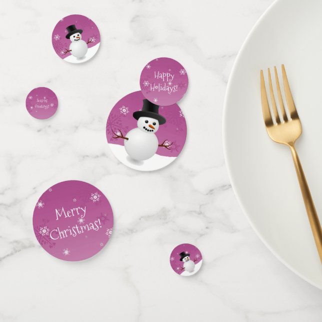 Pink Snowman Winter Scene Christmas Confetti Konfetti (Gruppe)