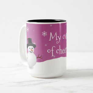 Pink Snowman Winter Scene Weihnachtsfeier Tasse