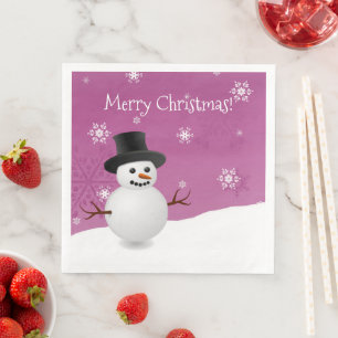 Pink Snowman Winter Szene Weihnachtsbuch Napkin Serviette