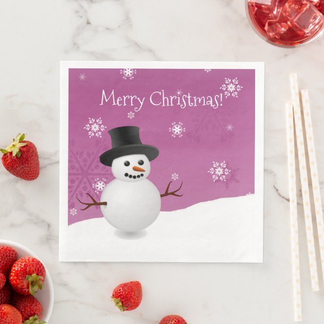 Pink Snowman Winter Szene Weihnachtsbuch Napkin Serviette (Beispiel)
