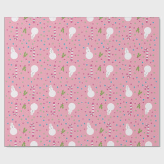Pink Snowman Wrapping Paper  Geschenkpapier