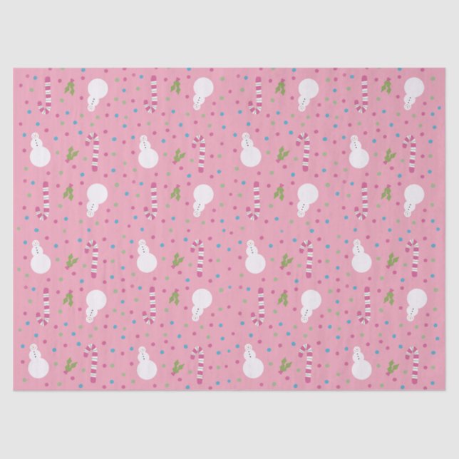 Pink Snowman Wrapping Paper  Seidenpapier (Vorderseite)