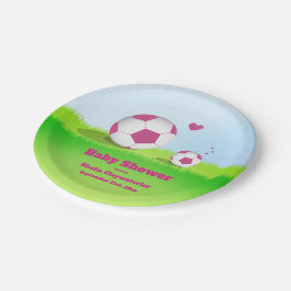 Pink Soccer Babydusche Papierplatte Pappteller