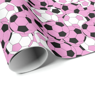 Pink Soccer Ball Collage Geschenkpapier