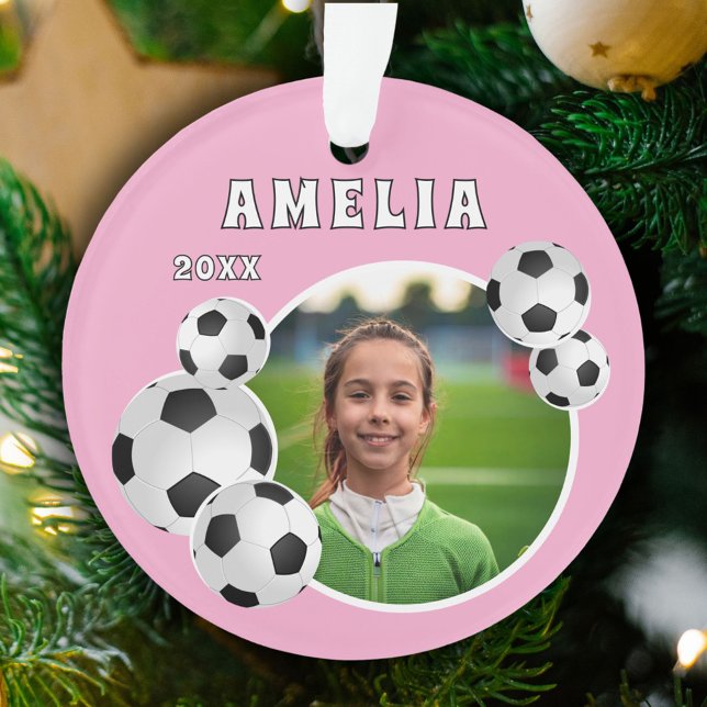 Pink Soccer Ball Foto Ornament (Von Creator hochgeladen)