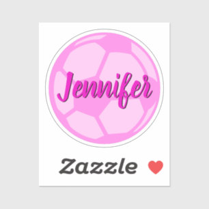Pink Soccer Ball Individuelle Name Aufkleber