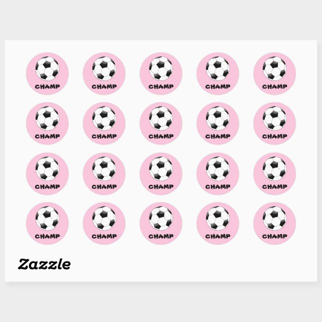Pink Soccer Champ Stickers (Blatt)
