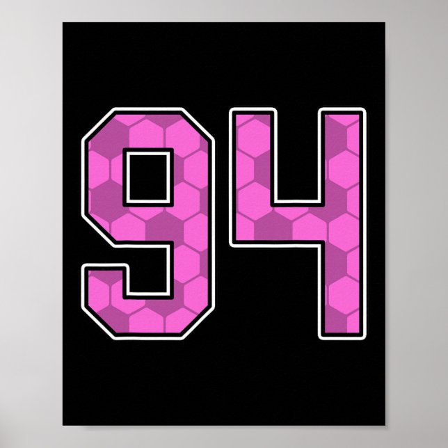 Pink Soccer Pattern Number 94 Jersey Player Unifor Poster (Vorne)