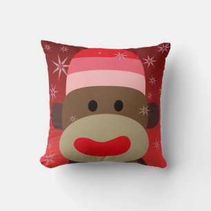 Pink Sock Monkey Pillow Kissen