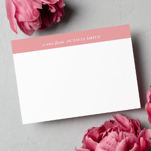 PINK SOFT PERSONALISIERT FAMILIENNAME MONOGRAM MITTEILUNGSKARTE