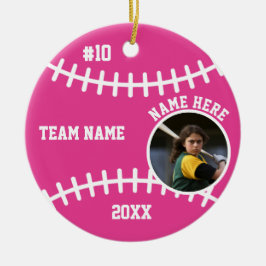 Pink Softball Girls Gifts Players Team For Her Keramik Ornament