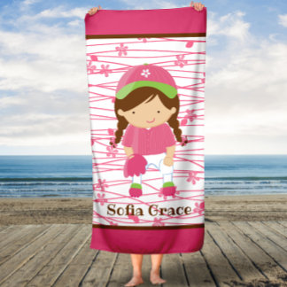 Pink Softball Girls Kinder Personalisiertes Badetu Badehandtuch