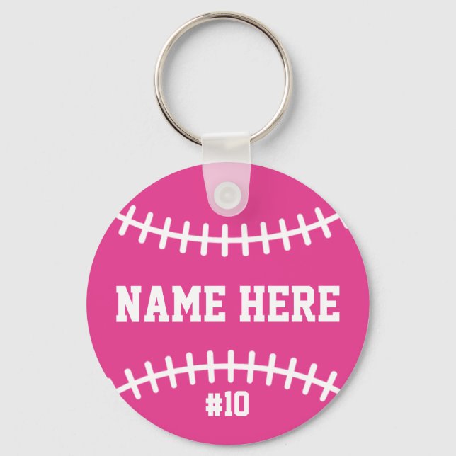 Pink Softball Keychain Girls Team Athletes Player Schlüsselanhänger (Vorderseite)