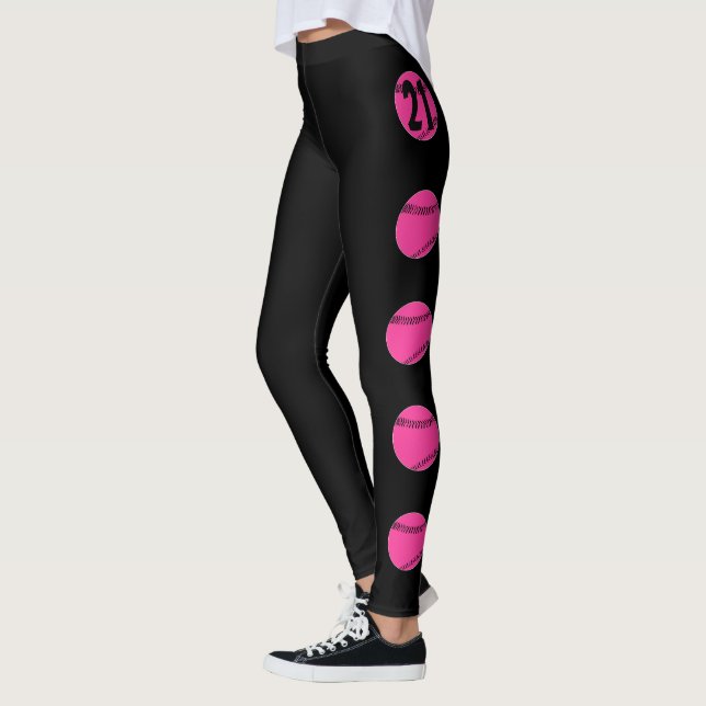 Pink Softball Player Custom Jersey Nummer Sports Leggings (Links)