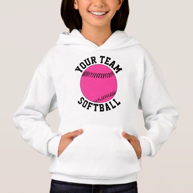 Pink Softball-Team, Spielername und -nummer Hoodie (Vorderseite)