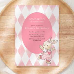 Pink Some Bunny wird Eins 1. Geburtstag Einladung