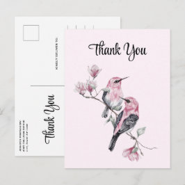 Pink Songbirds auf einem Baumzweig Vielen Dank Postkarte