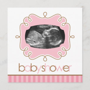 Pink Sonogram Babyduschen Einladung