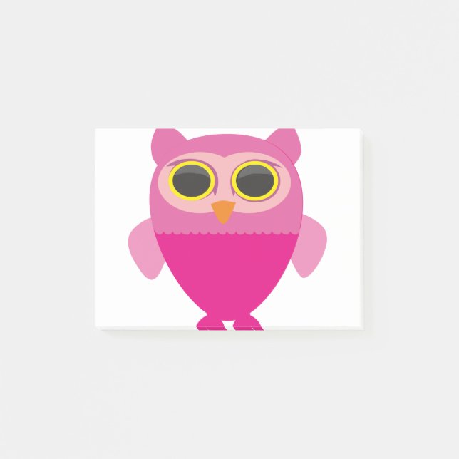 Pink Sowa Uhu Vogelgeflügel Post-it Klebezettel (Vorderseite)