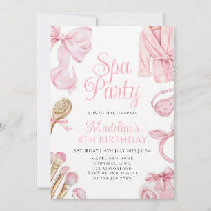 Pink-Spa-Party zum 8. Geburtstag Mädchen Einladung