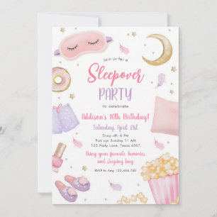 Pink-Spa-Schlafparty Mädchen-Geburtstag Einladung