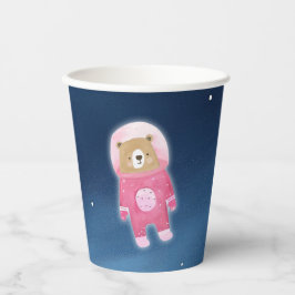 Pink Space Bear Astronaut Baby Dusche Pappbecher
