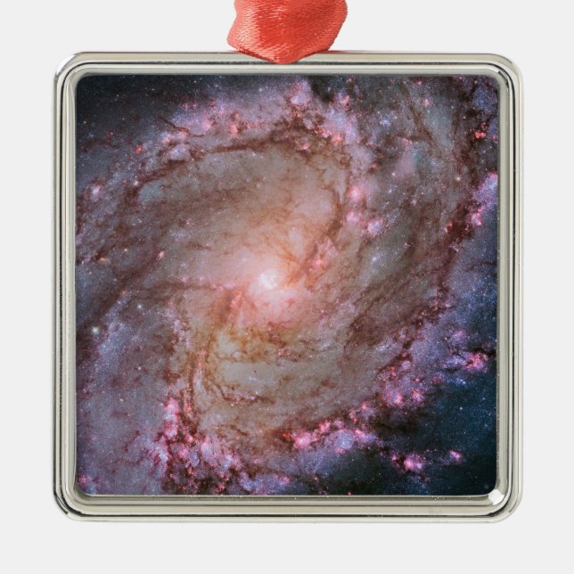 Pink Space Photo Spiral Galaxy M83 Ornament Aus Metall (Vorne)