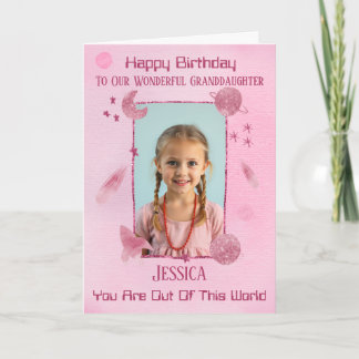 Pink Space Themed Out Of This World Birthday Card Karte
