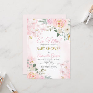 Pink Spanish Baby Shower Girl Einladung