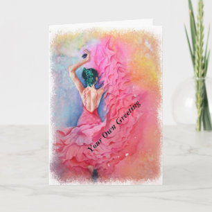 PINK SPANISH DANCER GREETKARTE KARTE