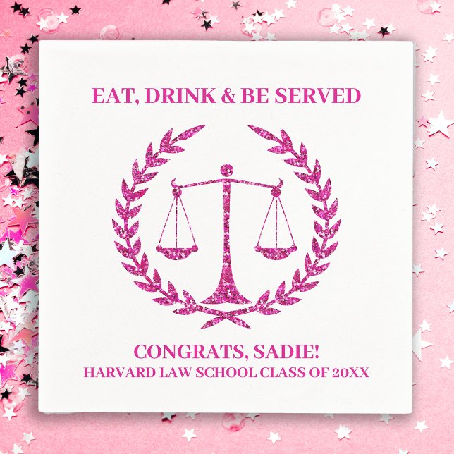 Pink Sparkle Aesthetic Law School Graduation Party Serviette (Von Creator hochgeladen)