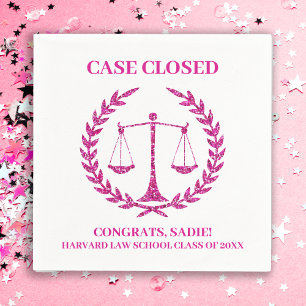 Pink Sparkle Aesthetic Law School Graduation Party Serviette